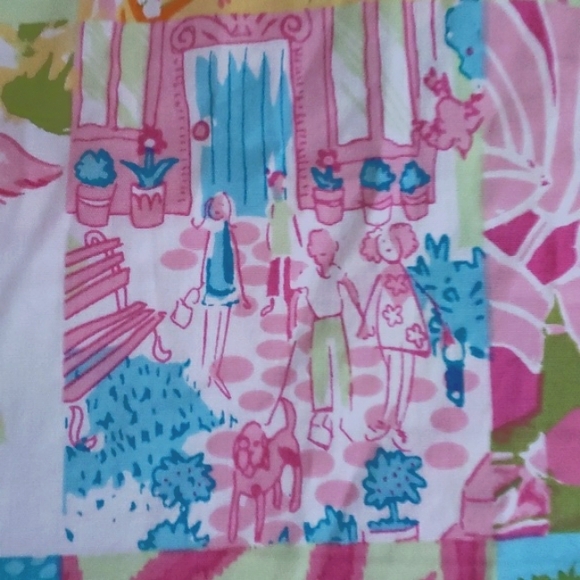 Palm Lilly Patchwork Resort Flamingo Boat Print Button 3/4 Sleeve Blouse, Size 6 - Picture 11 of 16